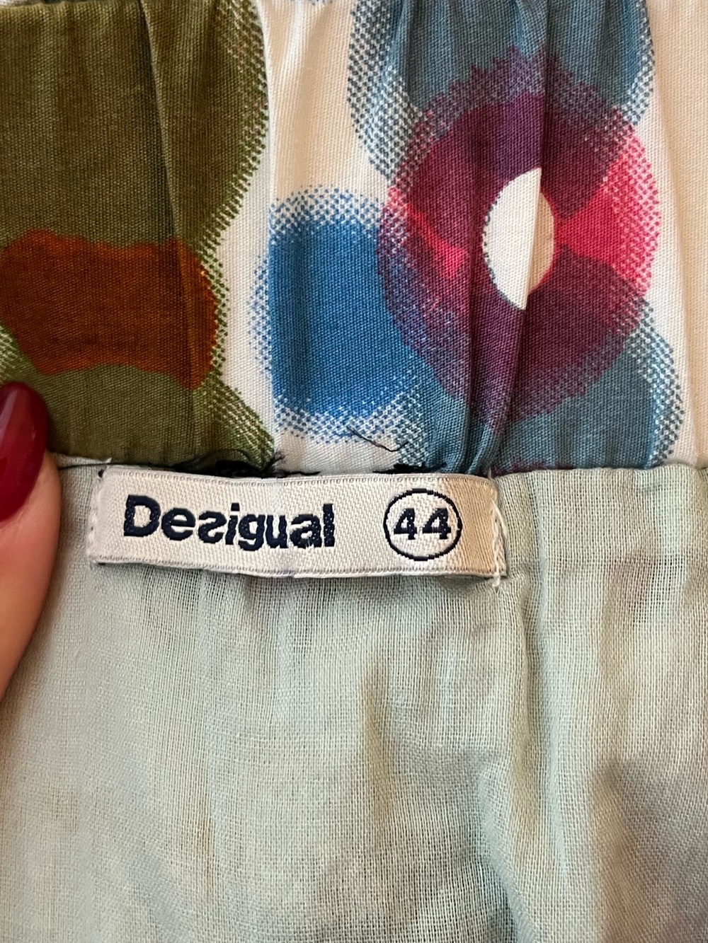 Desigual Y2K Floral Abstract Midi Dress Size 44 Strappy Boho Embroidered US L - Picture 10 of 12